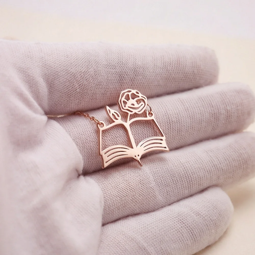 Birth Flower Necklace - Индивидуальное ожерелье в виде открытой книги