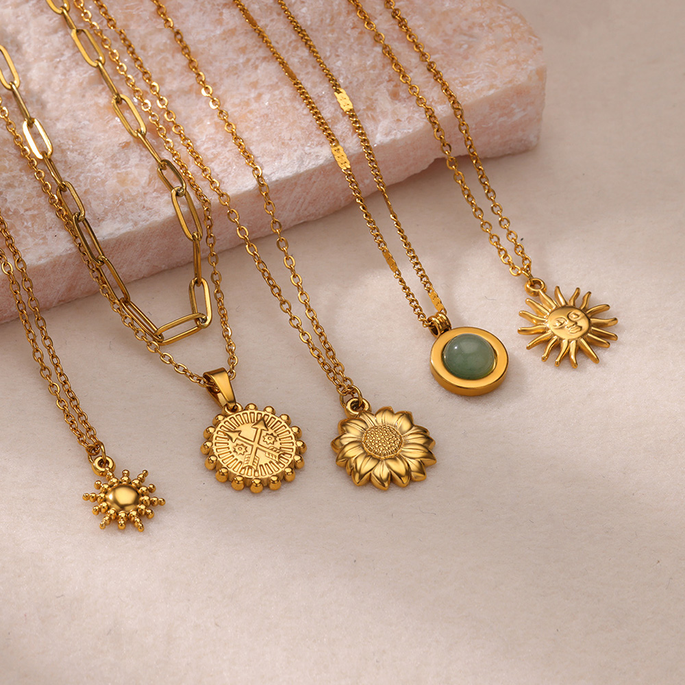 Birth Flower Necklace - Геометрическое ожерелье из нержавеющей стали для
