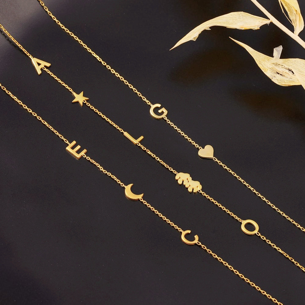 Birth Flower Necklace - Персонализированное ожерелье с инициалами имени, парное
